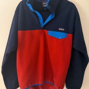 Patagonia Men's Red and Blue Synchilla Snap Fleece